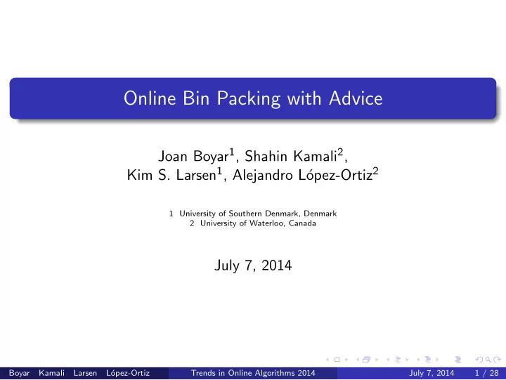 online bin packing with advice