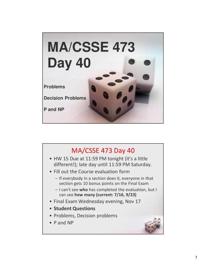 ma csse 473 day 40