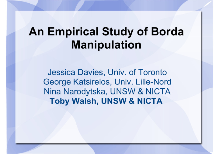 an empirical study of borda manipulation