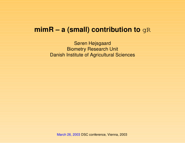 mimr a small contribution to gr