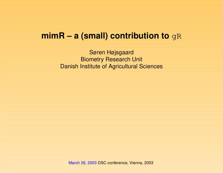 mimr a small contribution to gr