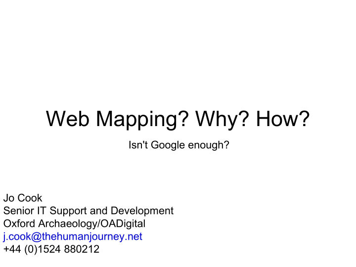 web mapping why how