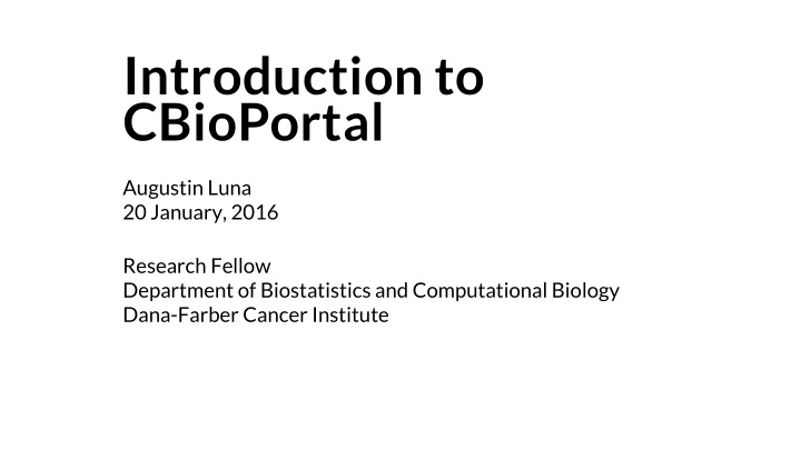 introduction to cbioportal