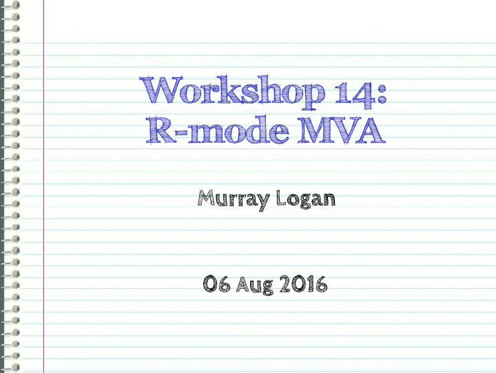 workshop 14 r mode mva