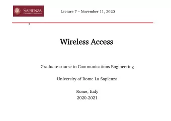 Wi  Wireless Access  Graduate course in Communications Engineering  University of Rome La Sapienza