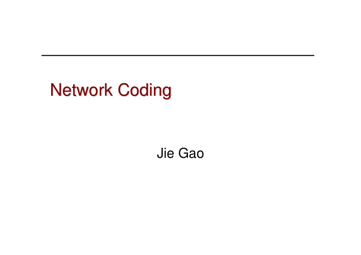 network coding network coding