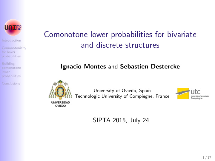 comonotone lower probabilities for bivariate