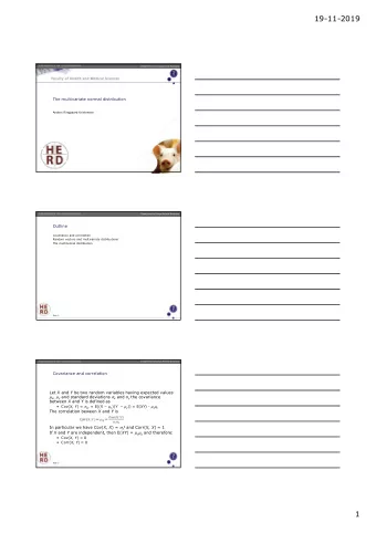 19-11-2019  Department of Large Animal Sciences  The multivariate normal distribution  Anders