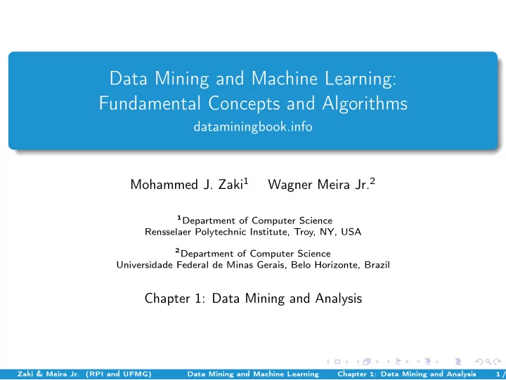 data mining and machine learning fundamental concepts and