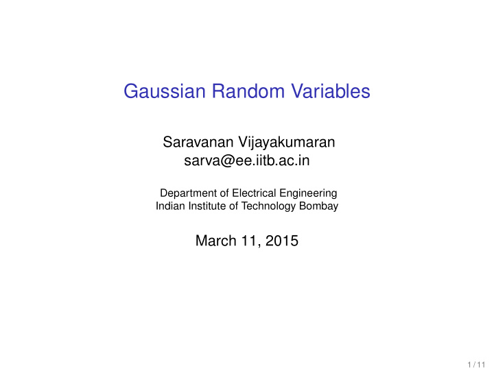 gaussian random variables