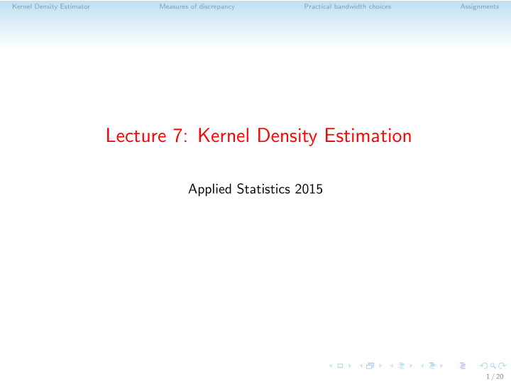 lecture 7 kernel density estimation