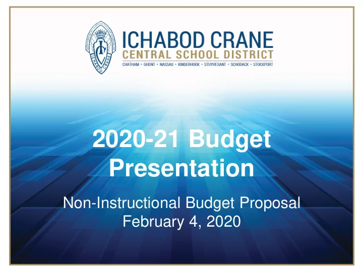 2020 21 budget presentation