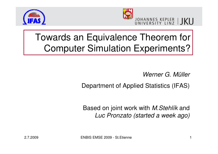 towards an equivalence theorem for computer simulation