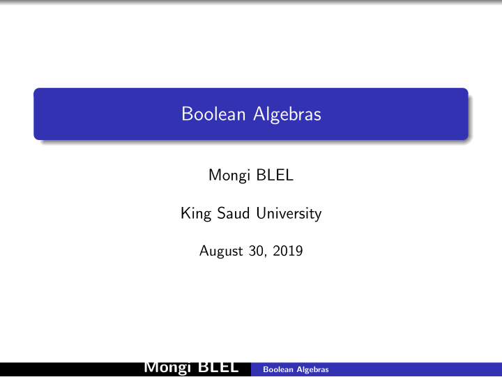 boolean algebras