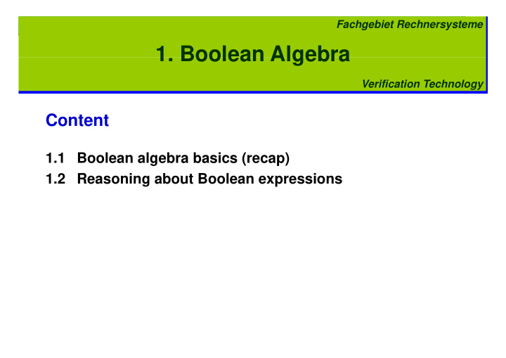 1 boolean algebra 1 boolean algebra