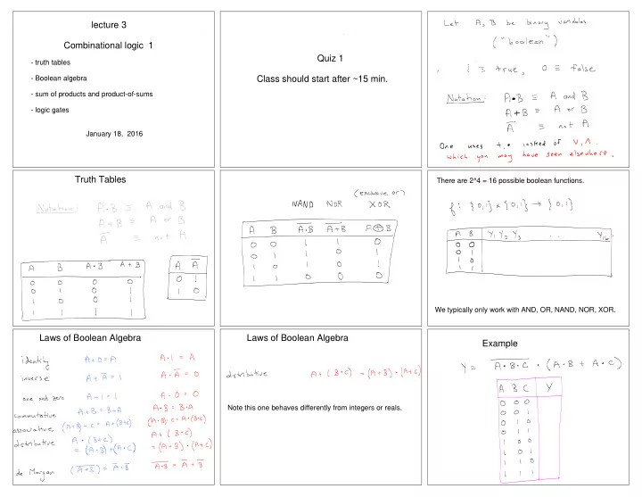 lecture 3 combinational logic 1 quiz 1