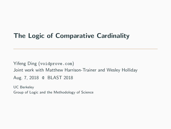 the logic of comparative cardinality