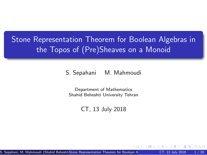 stone representation theorem for boolean algebras in the
