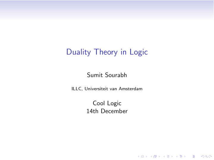 duality theory in logic