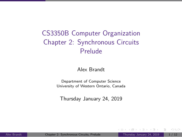 cs3350b computer organization chapter 2 synchronous