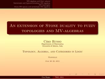 An extension of Stone duality to fuzzy  topologies and MV-algebras  Ciro Russo  Dipartimento di