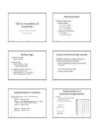 CSE 311  Foundations of  12.1  12.3 7 th Edition  Computing I  11.1  11.3 6 th Edition
