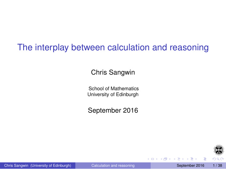 the interplay between calculation and reasoning
