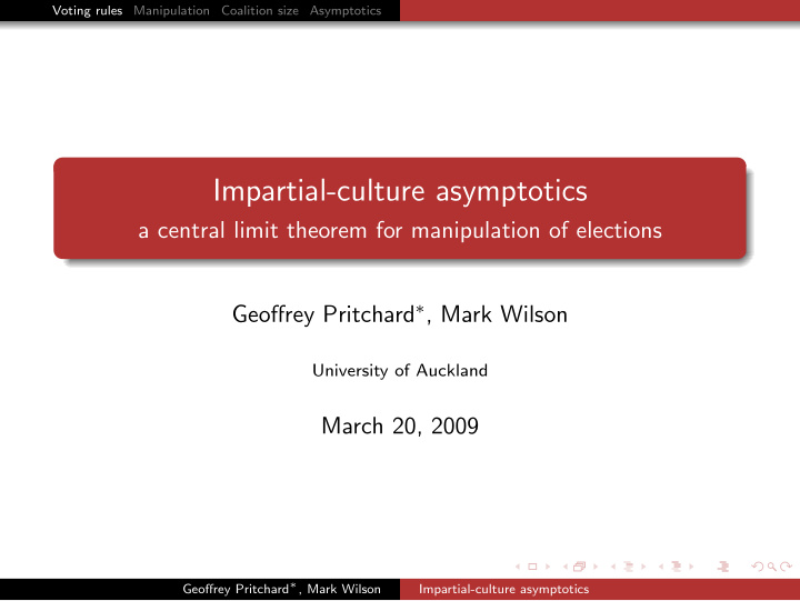 impartial culture asymptotics