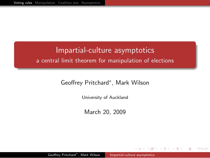 impartial culture asymptotics