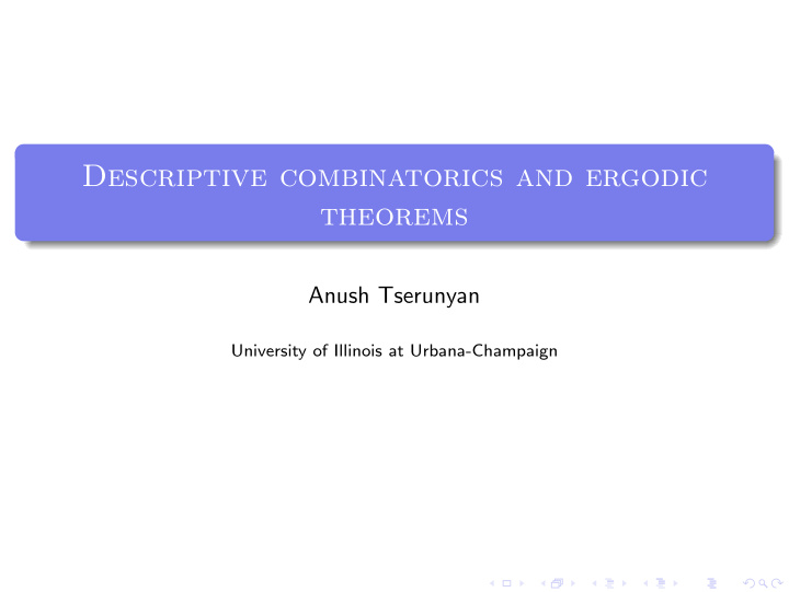 descriptive combinatorics and ergodic theorems