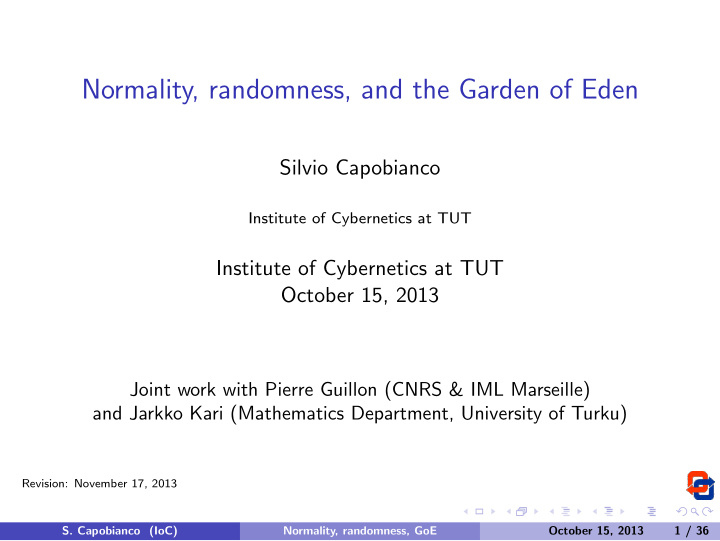 normality randomness and the garden of eden