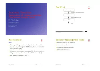 Stochastic Simulation  Independent, uniformly distributed RN  Generation of random variables