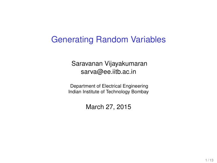 generating random variables