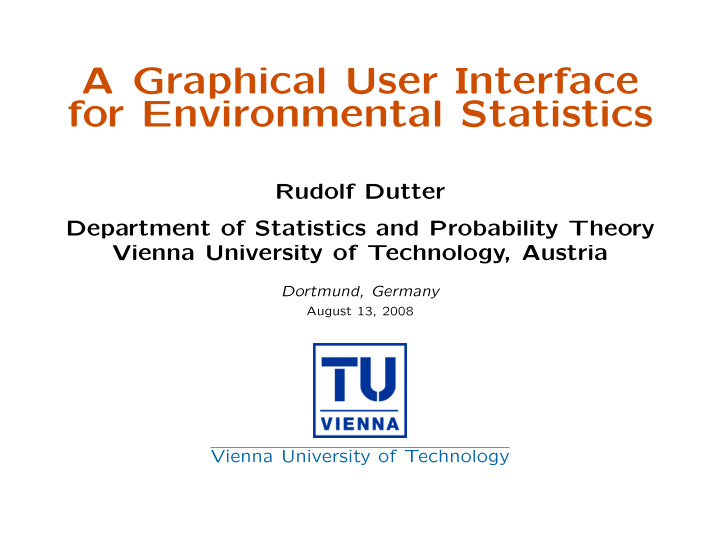 a graphical user interface for environmental statistics