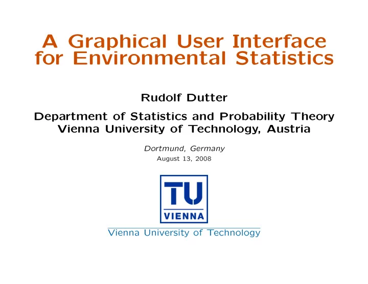 a graphical user interface for environmental statistics