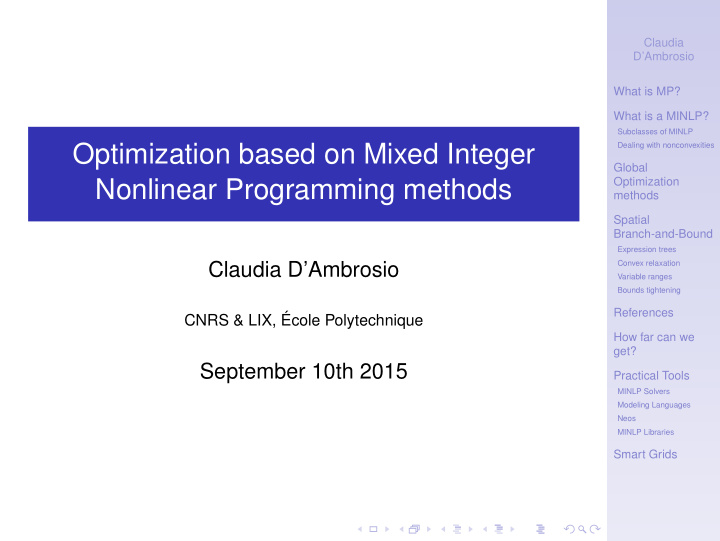 optimization based on mixed integer