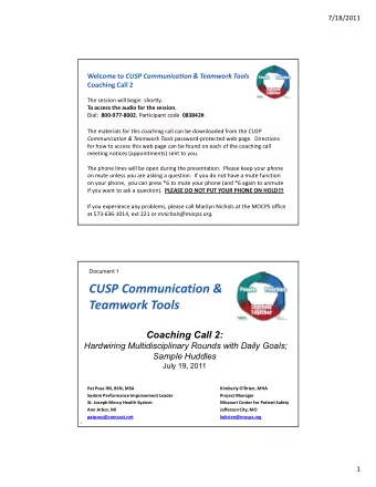 CUSP Communication &amp;  Teamwork Tools