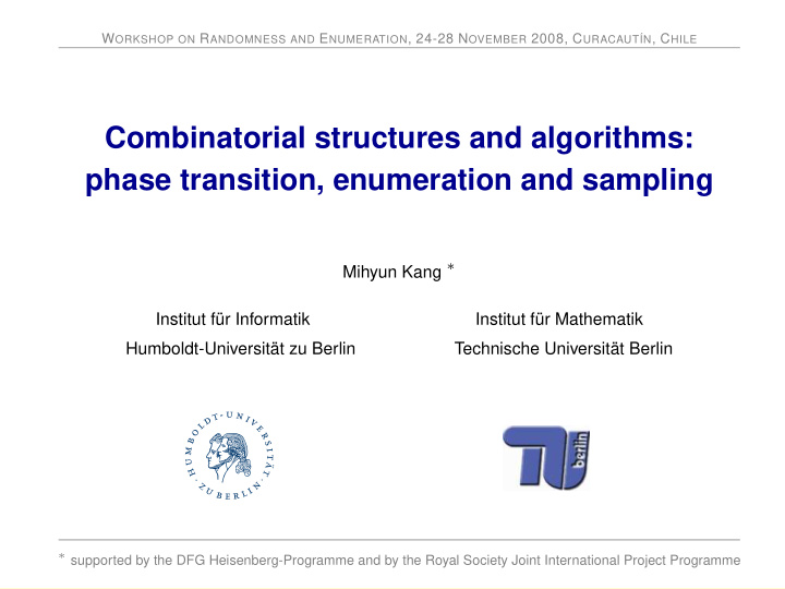 combinatorial structures and algorithms phase transition