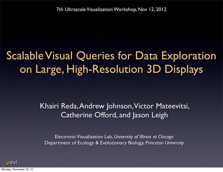 scalable visual queries for data exploration on large