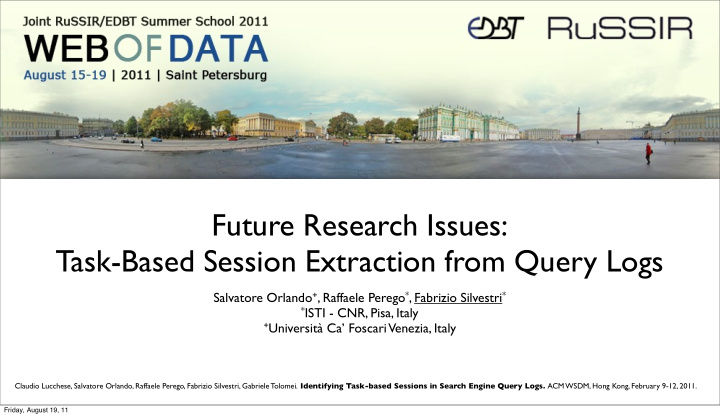 future research issues task based session extraction from