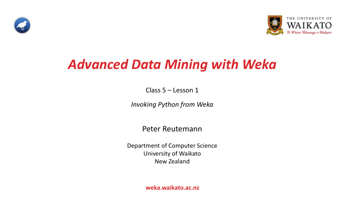 advanced data mining with weka