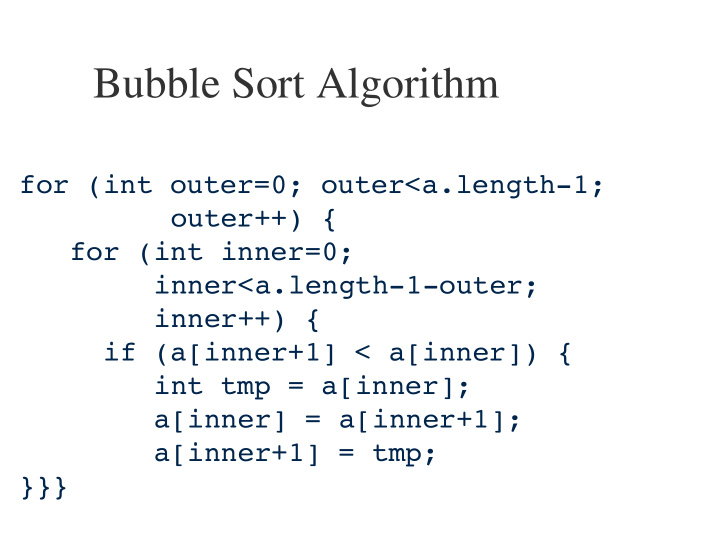 bubble sort algorithm