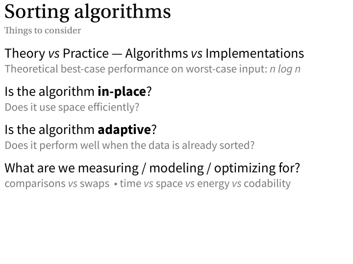 sorting algorithms