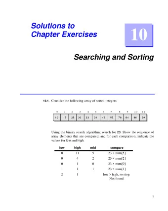 10  Chapter Exercises  Searching and Sorting 10.1. Consider the following array of sorted integers:
