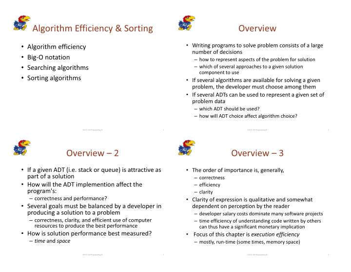 algorithm efficiency sorting overview