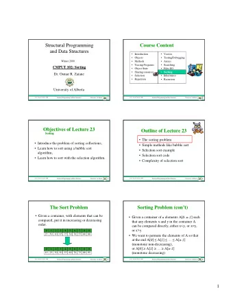 Structural Programming  Course Content  and Data Structures   Introduction   Vectors