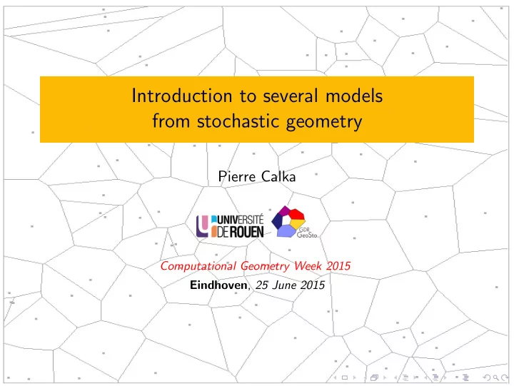 introduction to several models from stochastic geometry