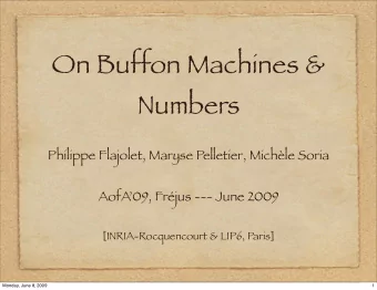 On Buffon Machines &amp;  Numbers  Philippe Flajolet, Maryse Pelletier, Michle Soria  AofA