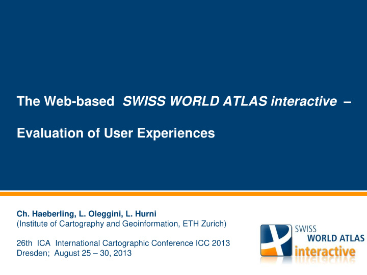 the web based swiss world atlas interactive evaluation of