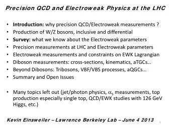 Introduction: why precision QCD/Electroweak measurements ?  Production of W/Z bosons,